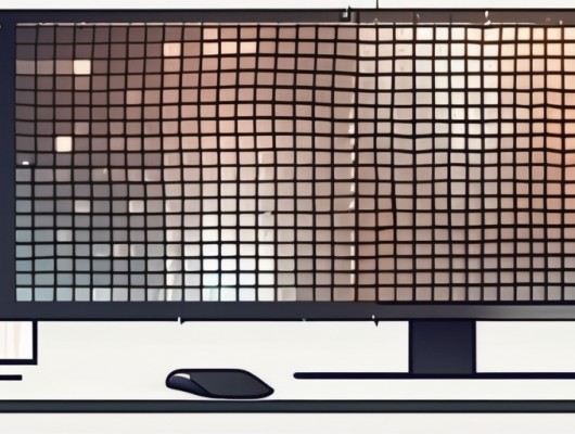 A computer screen displaying a pixelated image