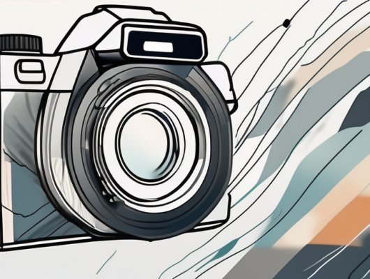 A camera focusing on an image that is transitioning from being pixelated to sharp