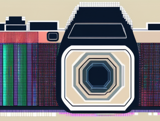 A digital camera with a pixelated image on its screen