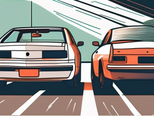 Two cars with interchangeable license plates