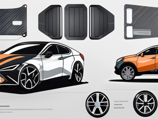 A car with carbon license plates in a process of customization