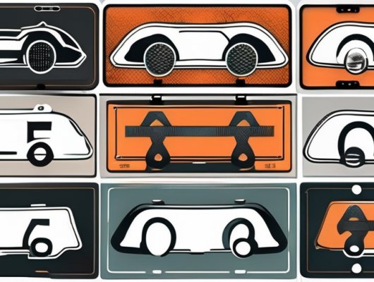 Five different designs of carbon license plates