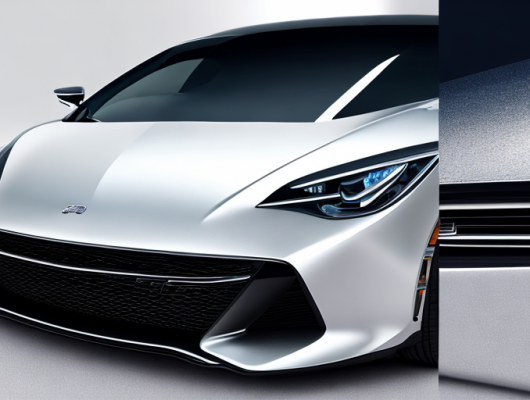 Hochwertiges Autoteil poliert glaenzend minimalistischem Hintergrund mit Werkzeugen angeordnet