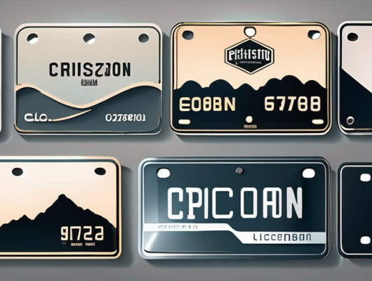 Seven different carbon license plates
