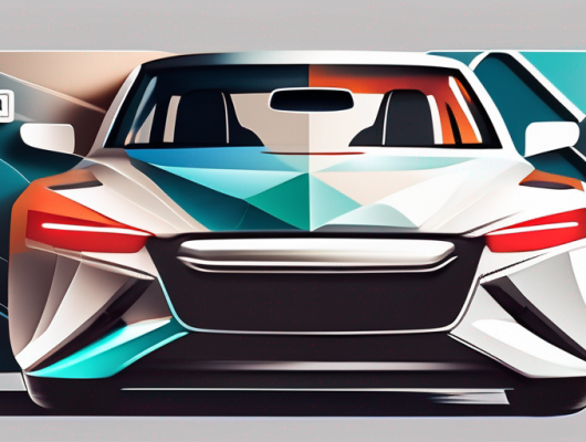 A sleek car with a prominent 3d license plate