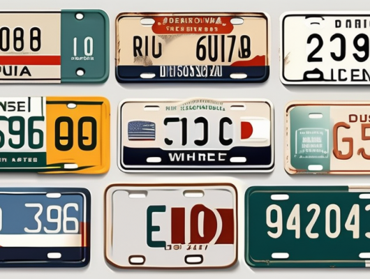 Various types of license plates from around the world