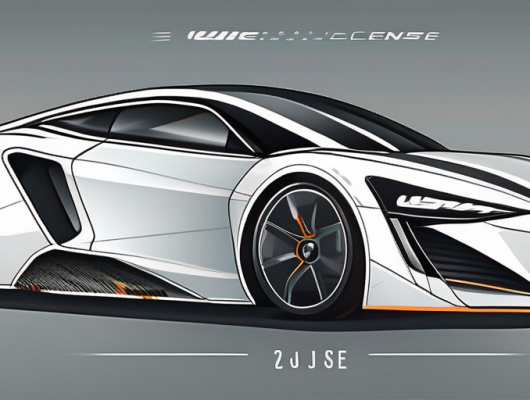 A sleek car with various stylish carbon license plates and personalized details