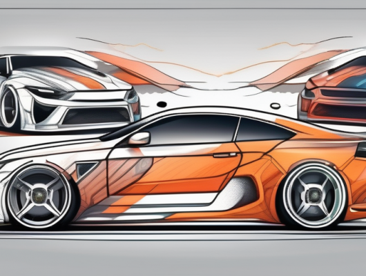 A car split into multiple sections