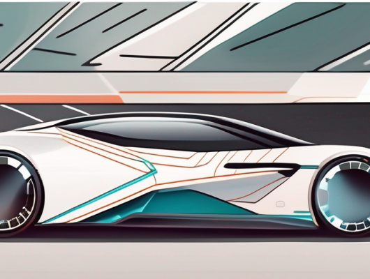 A futuristic car with a digital display panel showing interchangeable license plates