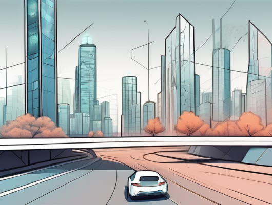 A modern cityscape with futuristic buildings