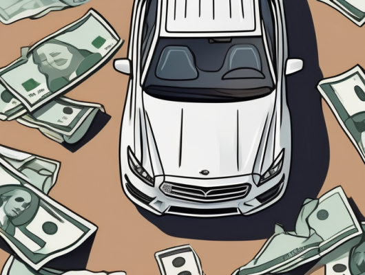 A car with a license plate in focus