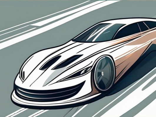 A high-performance car with exaggerated features like oversized exhausts and spoilers