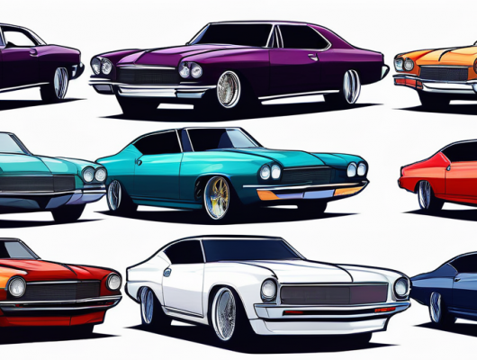 Hochglanzpolierte Autos mit individuellen Lackierungen und kuenstlerischen Designs als Hoehepunkt der Fahrzeugindividualisierung.