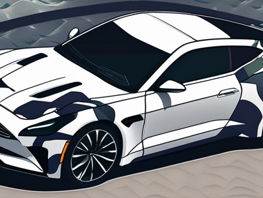 ALT-Tag: Autos mit verschiedenen Tarnmustern und Abdeckungen waehrend der Testphase, darunter Wirbelverpackungen und strukturierte Verkleidungen.