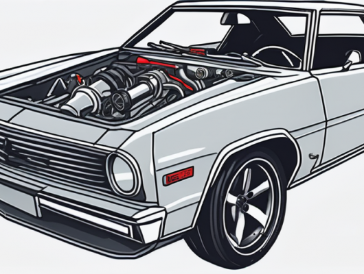 Auto-Tuning spezialisierte Werkzeuge und Hochleistungs-Autoteile sauber angeordnet, zur Darstellung technischer Prazision.