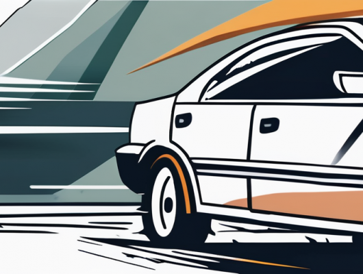 Nahaufnahme eines beschädigten Auto-Kotfluegels und zerbrochenen Scheinwerfers, symbolisiert finanzielle Risiken ohne passende Versicherung, unscharfer Hintergrund mit belebter Strasse.