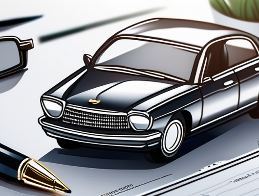 Nahaufnahme von Kfz-Versicherungspolicen mit Stift und Brille, betont die Genauigkeit bei der Anpassung von Autoversicherungen.