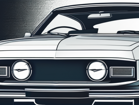 Nahaufnahme der Front eines Autos mit makellosem Motorhaube und Scheinwerfern, Symbol fuer Kfz-Versicherung und Schadensfreiheitsrabatte, mit Versicherungspolice im Hintergrund.