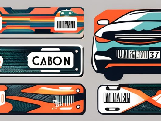 A car with various unique and creative carbon license plates