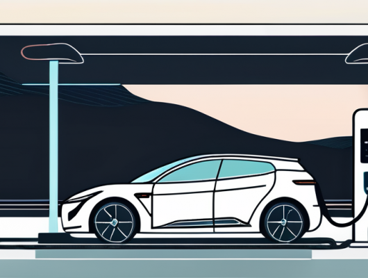 Elektroauto parkt neben Ladestation in moderner, sauberer Umgebung, betont Besonderheiten bei der Versicherung fuer Elektrofahrzeuge.