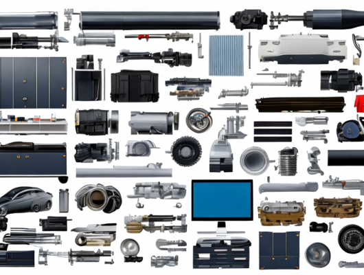 Ordentliches Arbeitsbereich mit gebrauchten Autoteilen, betont Qualitaet und Vielfalt der verfuegbaren Teile.