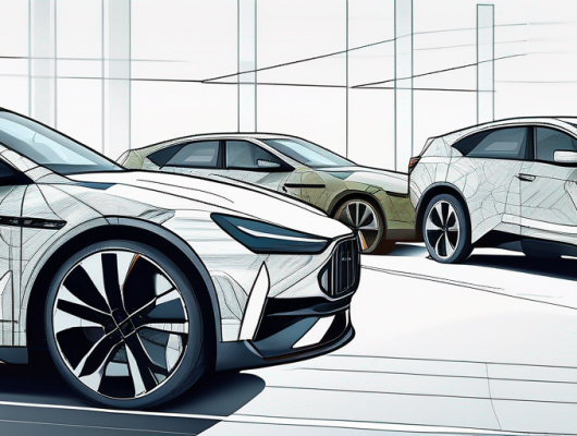 Getarnte Prototyp-Fahrzeuge bei Strassentests in der Automobilindustrie zur Geheimhaltung von Design-Details.