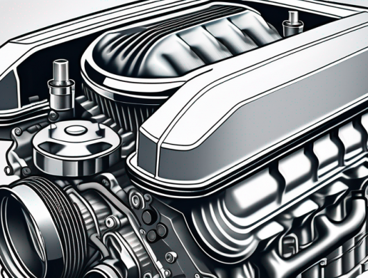 Nahaufnahme eines Hochleistungsmotors mit komplexen Komponenten und fortschrittlicher Technologie zur Leistungssteigerung durch Fahrzeugtuning.