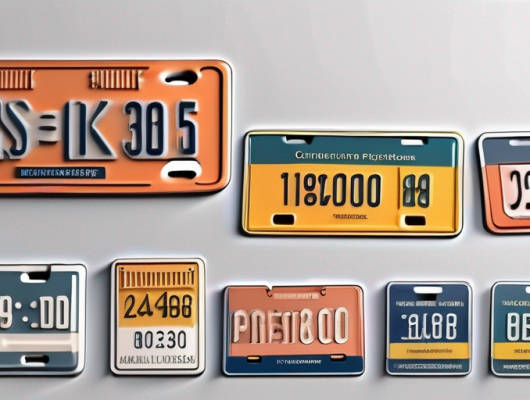 Various 3d license plates made from different materials