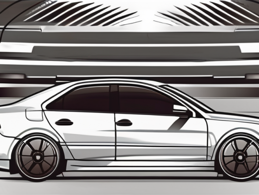 A car with various personalized features such as a carbon license plate