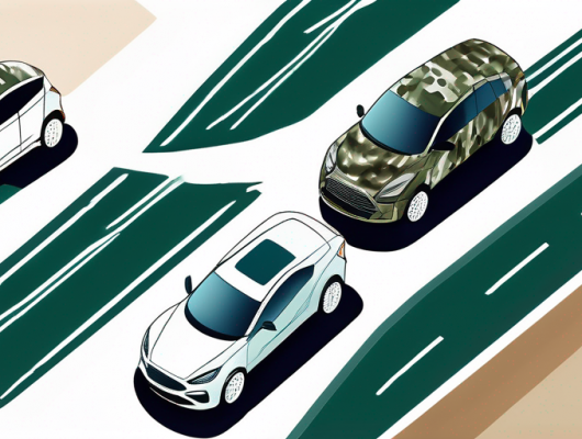 Fahrzeuge in Tarnmustern auf Teststrecke zur Geheimhaltung neuer Automodelle