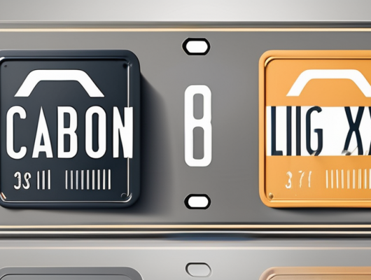 Three carbon license plates with different designs