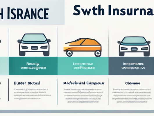 Infografik mit sieben Schritten zum Wechsel der Kfz-Versicherung, einfache Icons, klare Texte, professionelle Farbpalette, benutzerfreundliches Design.