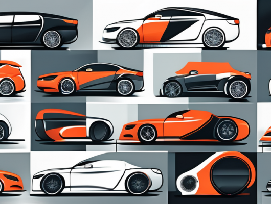 Seven different types of car accessories made from carbon