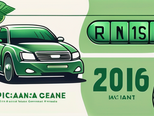 A traditional license plate on the left side