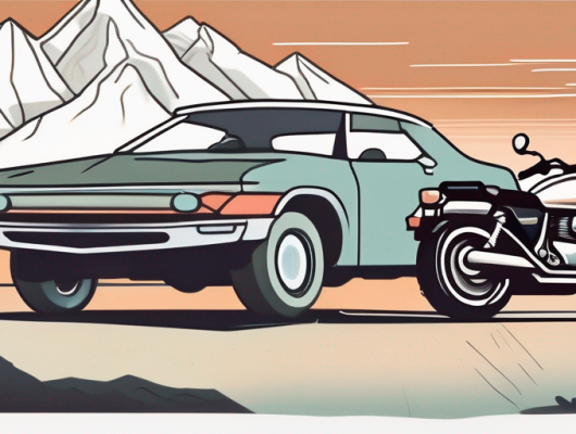 A car and a motorcycle side by side