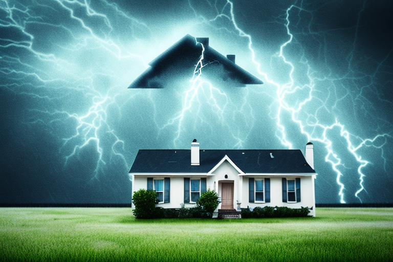 A house amidst a storm with hail