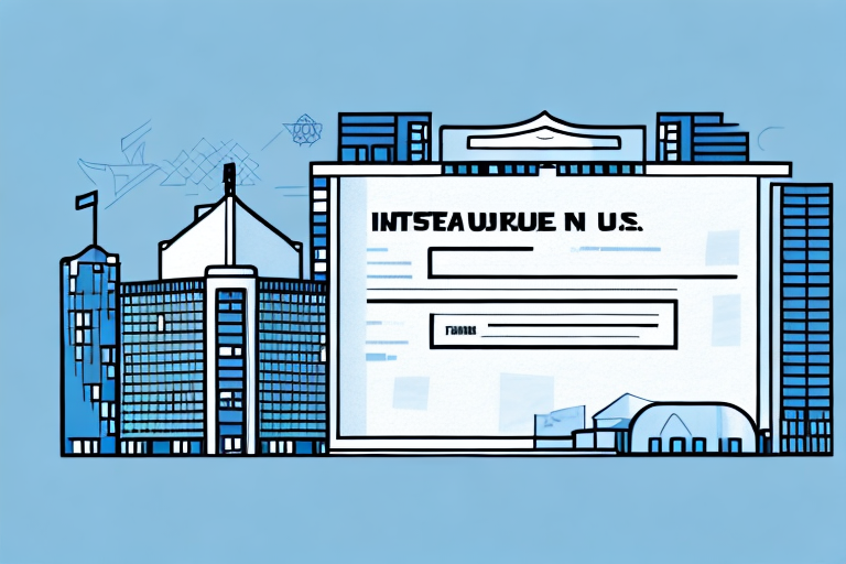 A building with a protective shield symbolizing insurance