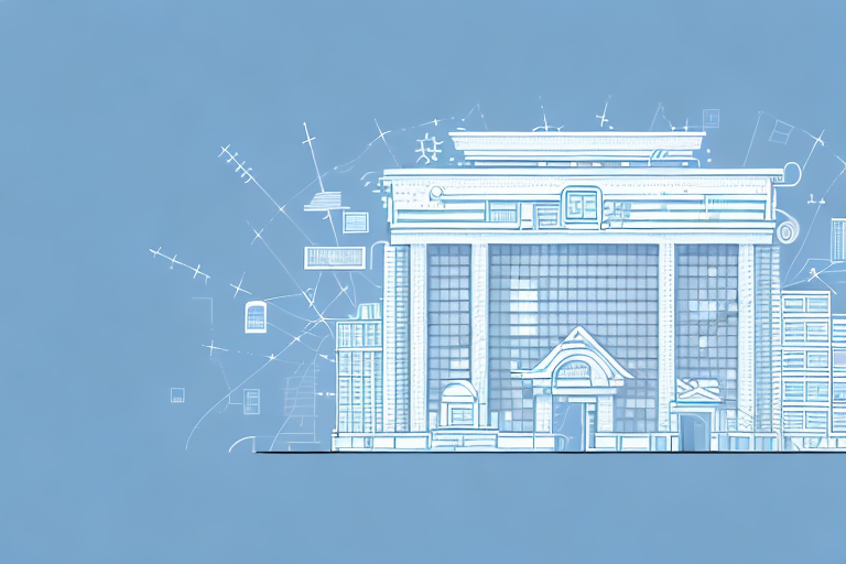 A building with a protective shield symbolizing insurance