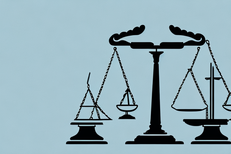 A scale balancing a house and a gavel