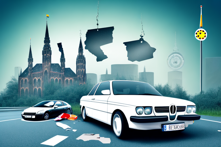 A german road accident scene involving a foreign car