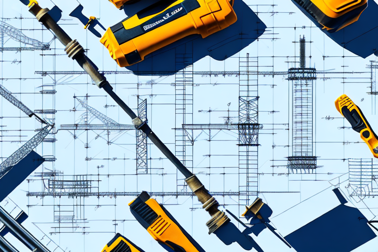 A well-organized construction site with various tools and equipment neatly arranged