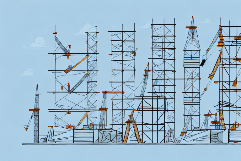 A construction site with various building tools