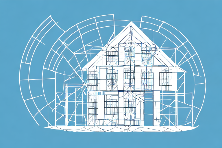 A half-constructed house with a protective shield symbol hovering over it