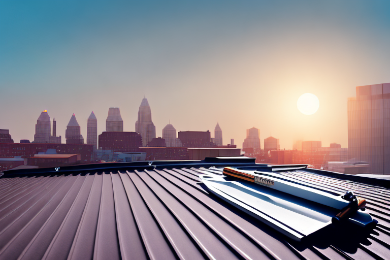 A private roofer's tools neatly arranged on a rooftop