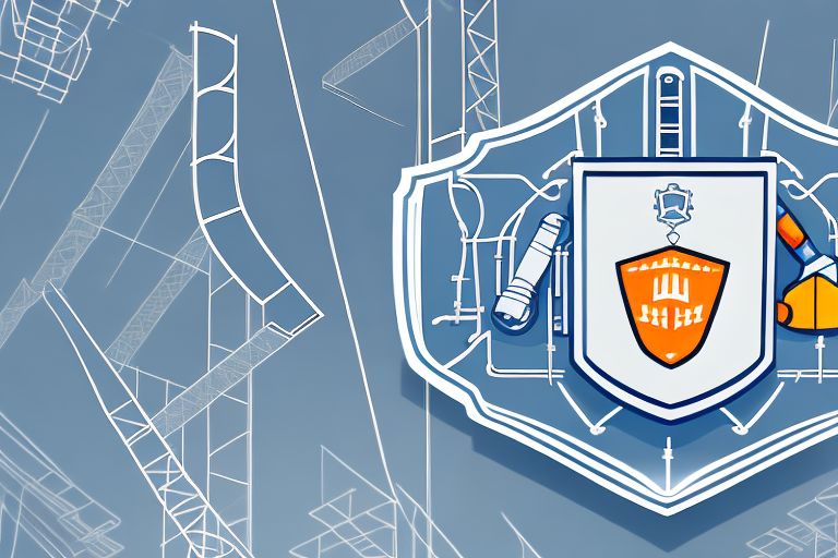 A construction site with visible safety equipment such as helmets and harnesses