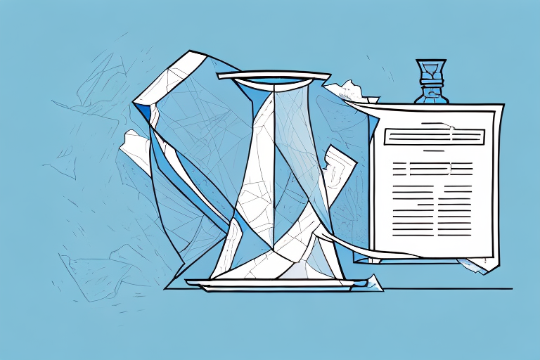 A broken vase and a document with an insurance stamp