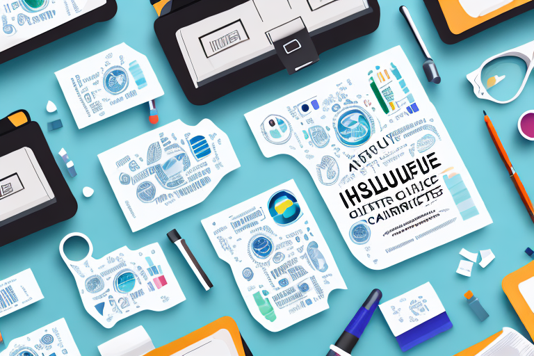 Various health insurance cards under a magnifying glass