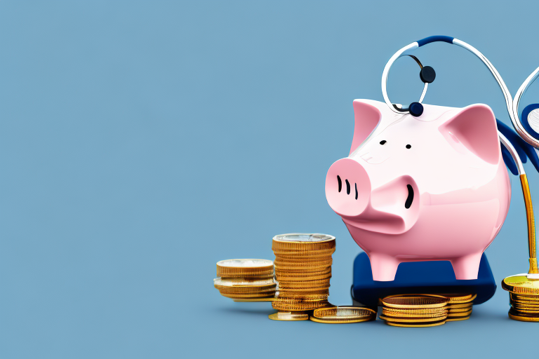 A piggy bank with a stethoscope around it