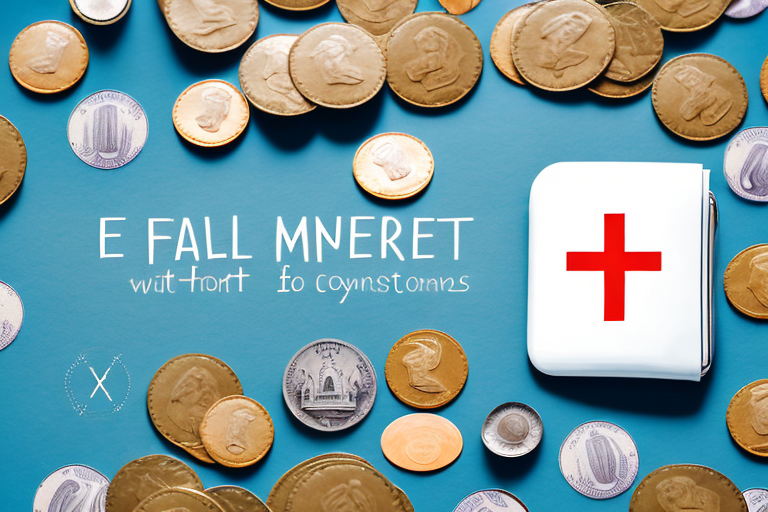 A wallet with coins and banknotes next to a health symbol (cross)