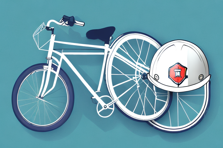 A broken bicycle next to a safety helmet